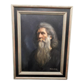 Huile sur toile portrait d'homme à la barbe xxe par aimé 1999