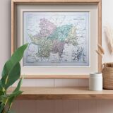 Saône-et-Loire, old map, printed in 1883.