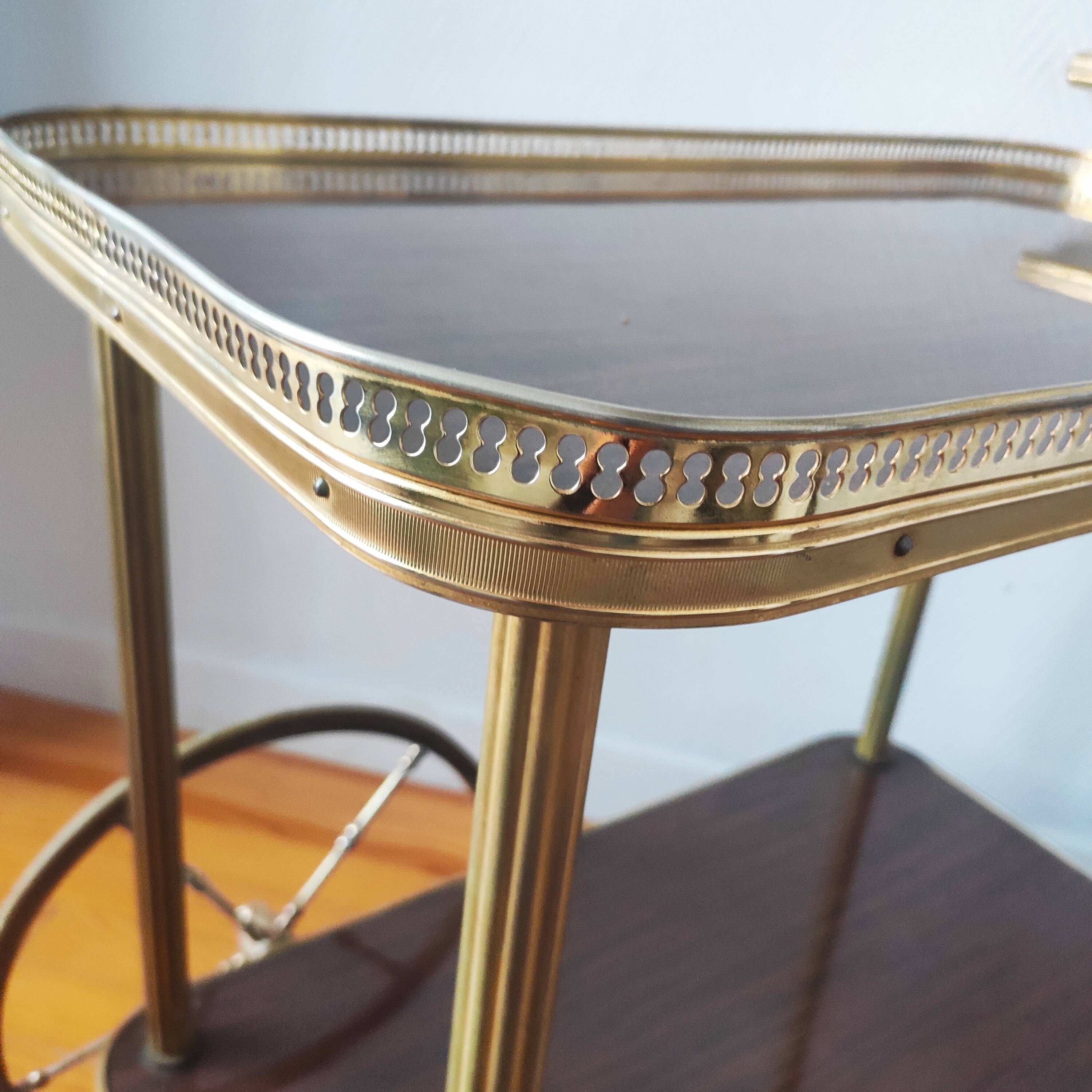 Vintage bar cart rolling serving trolley