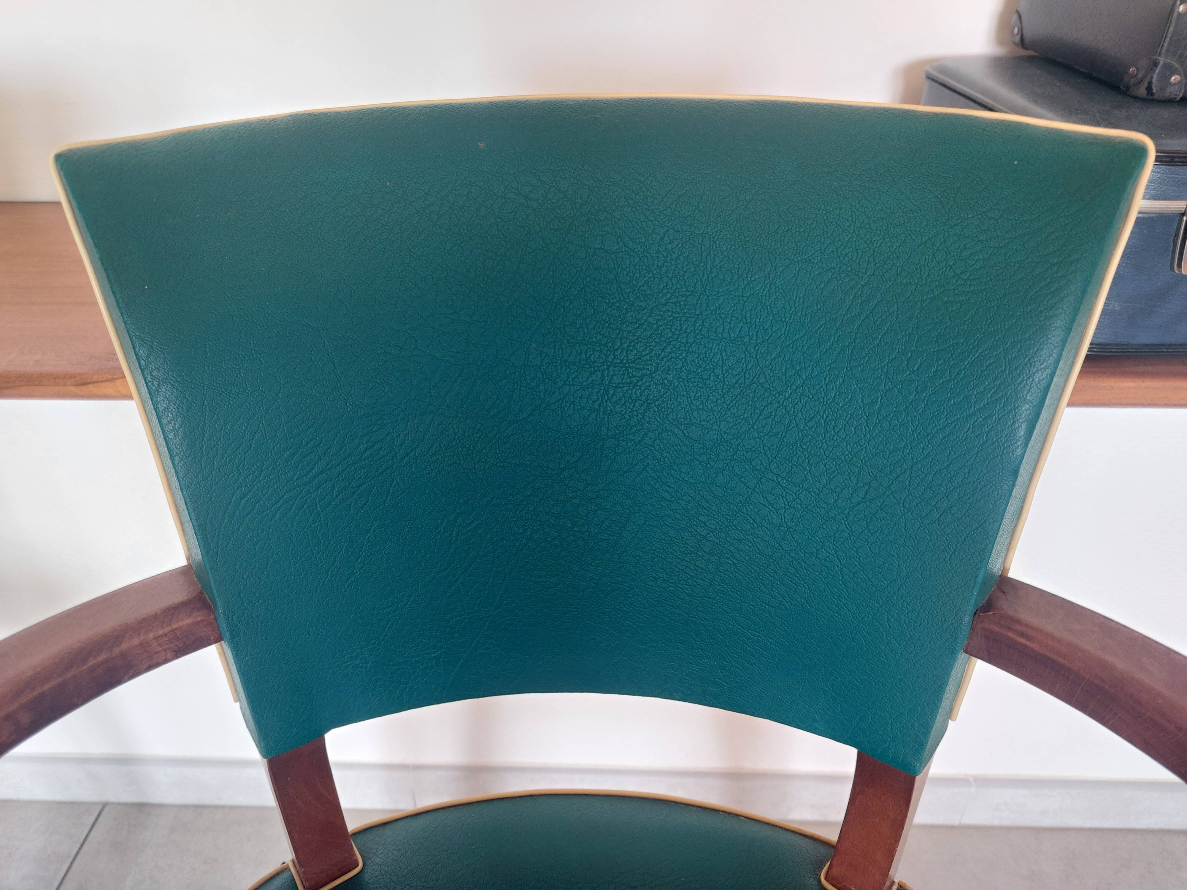 pair of green bridge armchairs