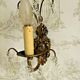 Pair vintage french ornate single wall lights with crystal drops 3138