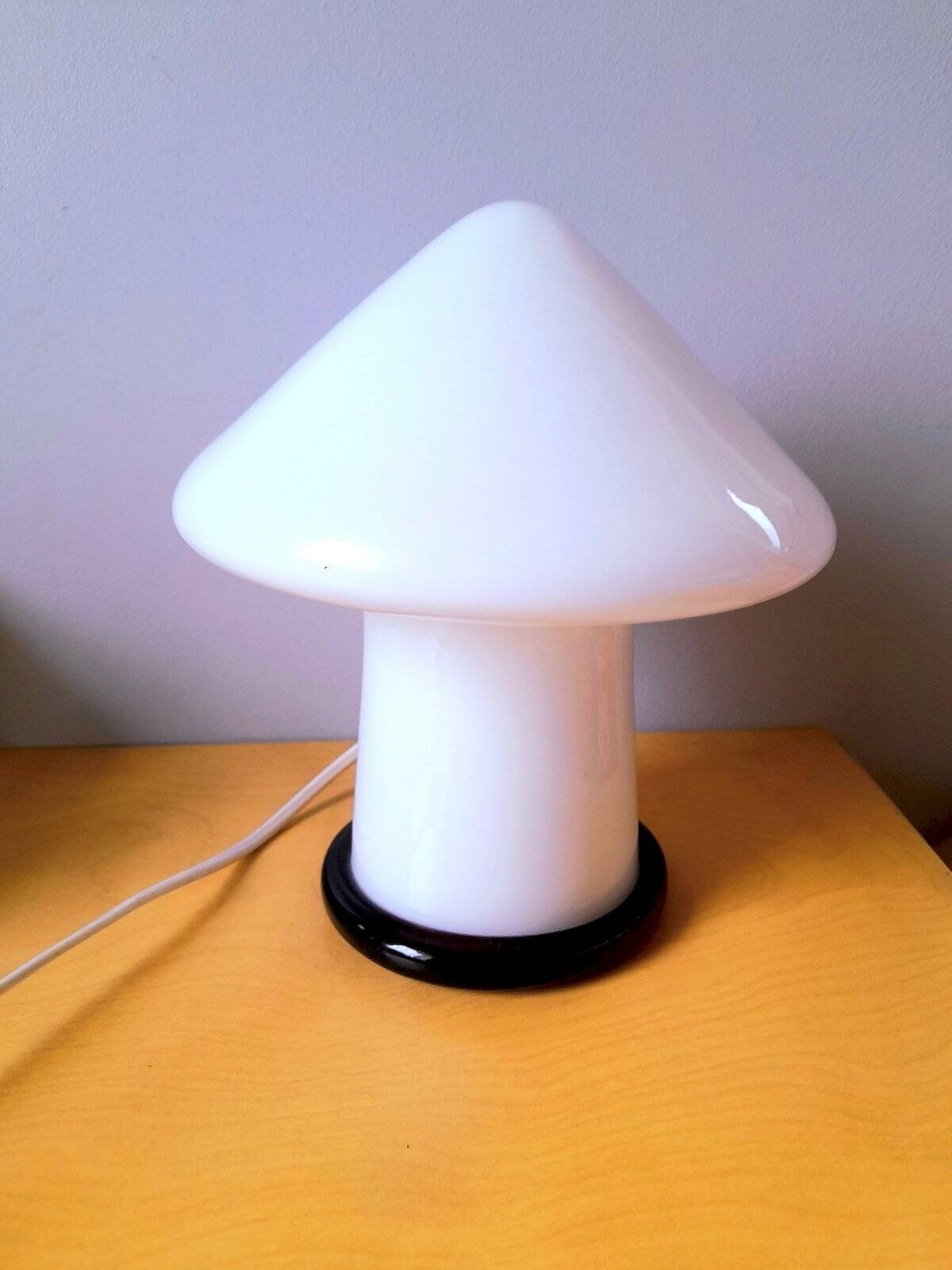 Lampe champignon en verre soufflé de Murano vintage blanc