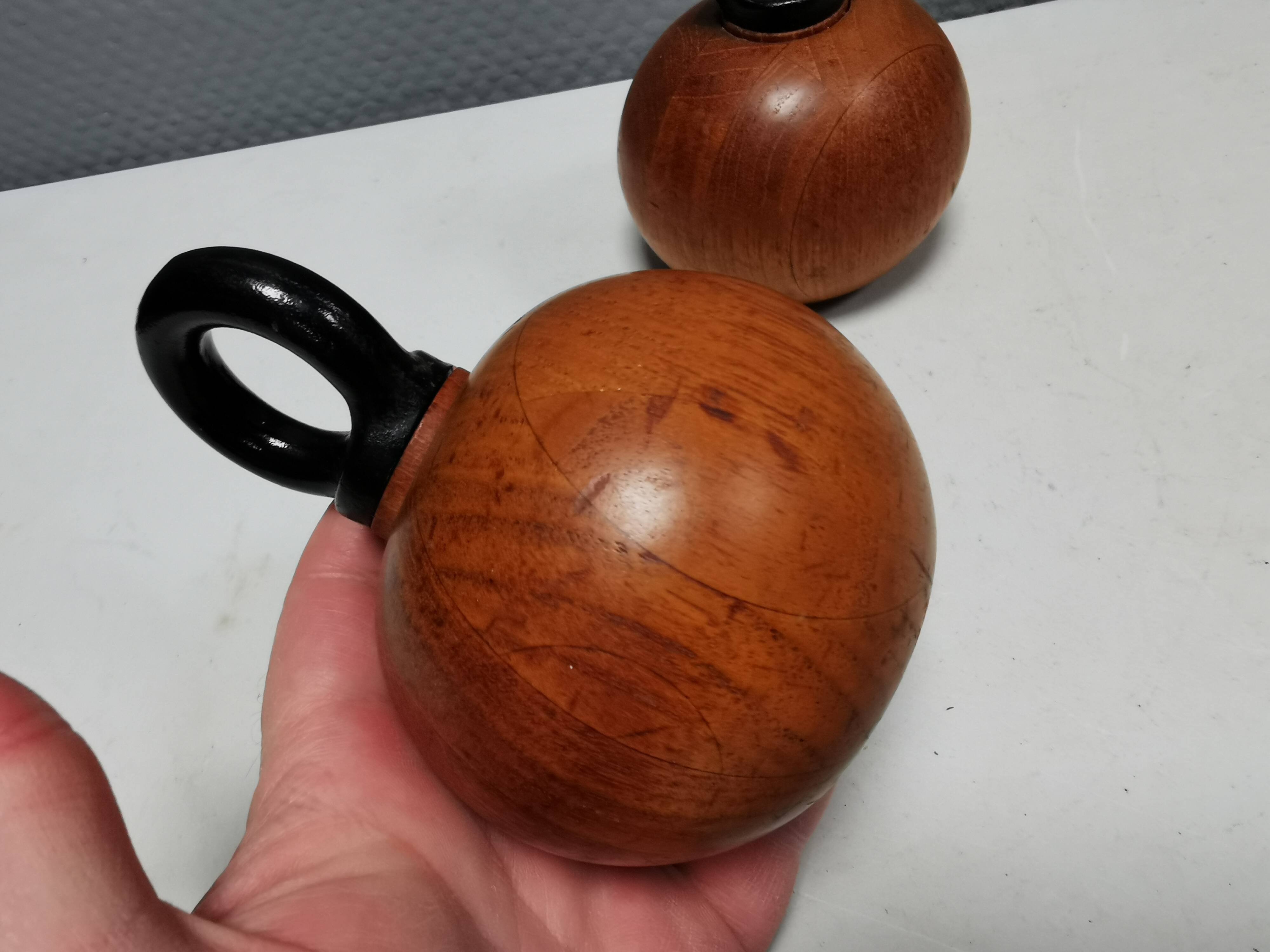 Pepper and salt grinders designed by nissen denmark in teak