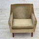 1970s, Danish armchair, original green furniture velour, teak wood legs.