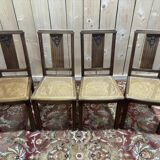 Série de 4 chaises art déco cannées