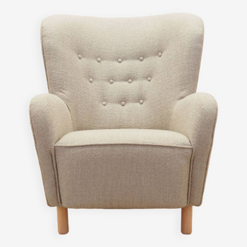 Fauteuil beige, design scandinave, production : Danemark