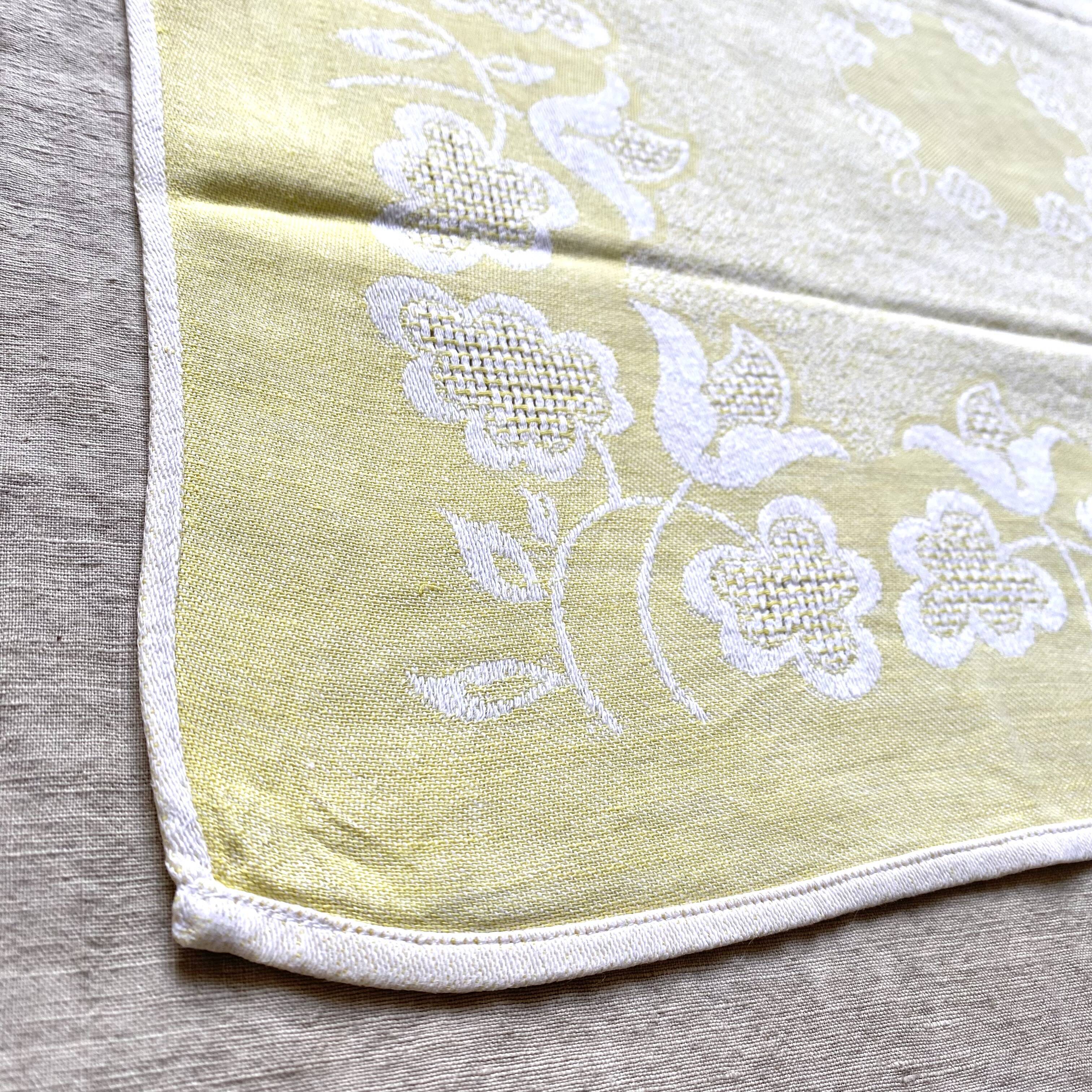 Serviettes de table vintage jaune et blanc