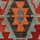 Tapis Kilim Vintage Rouge Motifs Géométriques Ethniques, 195x355 Cm