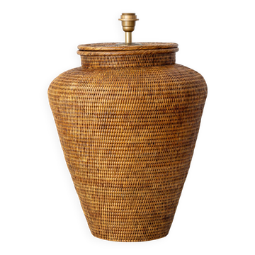 Hand-Woven Rattan Table or Floor Lamp, Burma/Myanmar, Oversized, 1980s