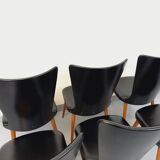 Set of 6 vintage Baumann Essor chairs in beech wood and skai