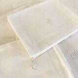 12 antique damask and monogrammed napkins
