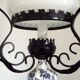 French country lantern ceiling light blue floral finial opaque glass shade 4521