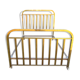 Old bed napoleon iii in gilded brass on wheels