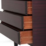 3-drawer varnished rosewood chest of drawers from the 60s