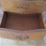 Pair of 2 Louis XV bedside tables - marquetry - 2 drawers - pink marble