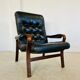 Vintage mid-century Scandinavian black leather lounge chair 1970s