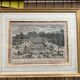 Antique engraving gilded outline XVIIth view Saint-Germain-en Laye