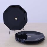 6 "Octime" black Arcoroc dessert plates