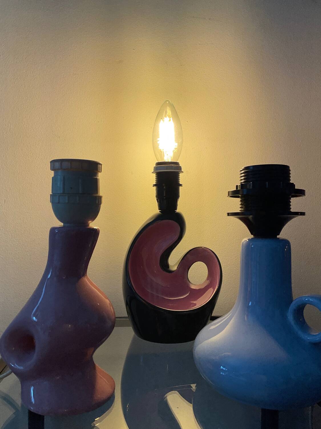 Trio of vintage ceramic lamp bases