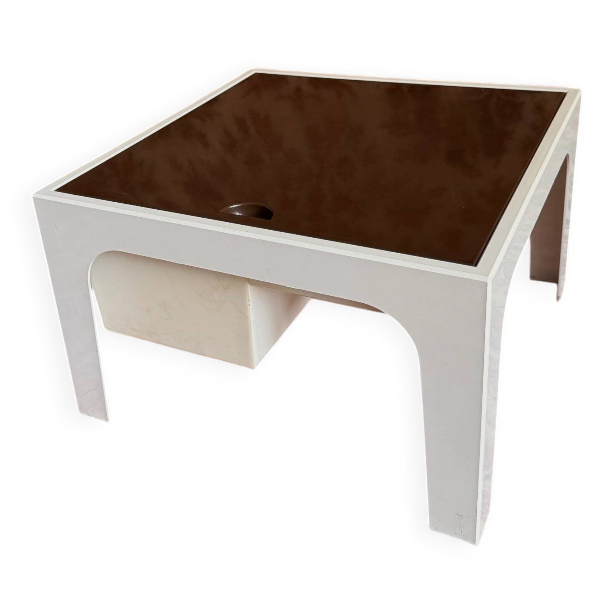 Space-Age 70s White ABS Coffee Table — Storage Chest