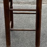 Vintage bar stool - solid wood and straw seat