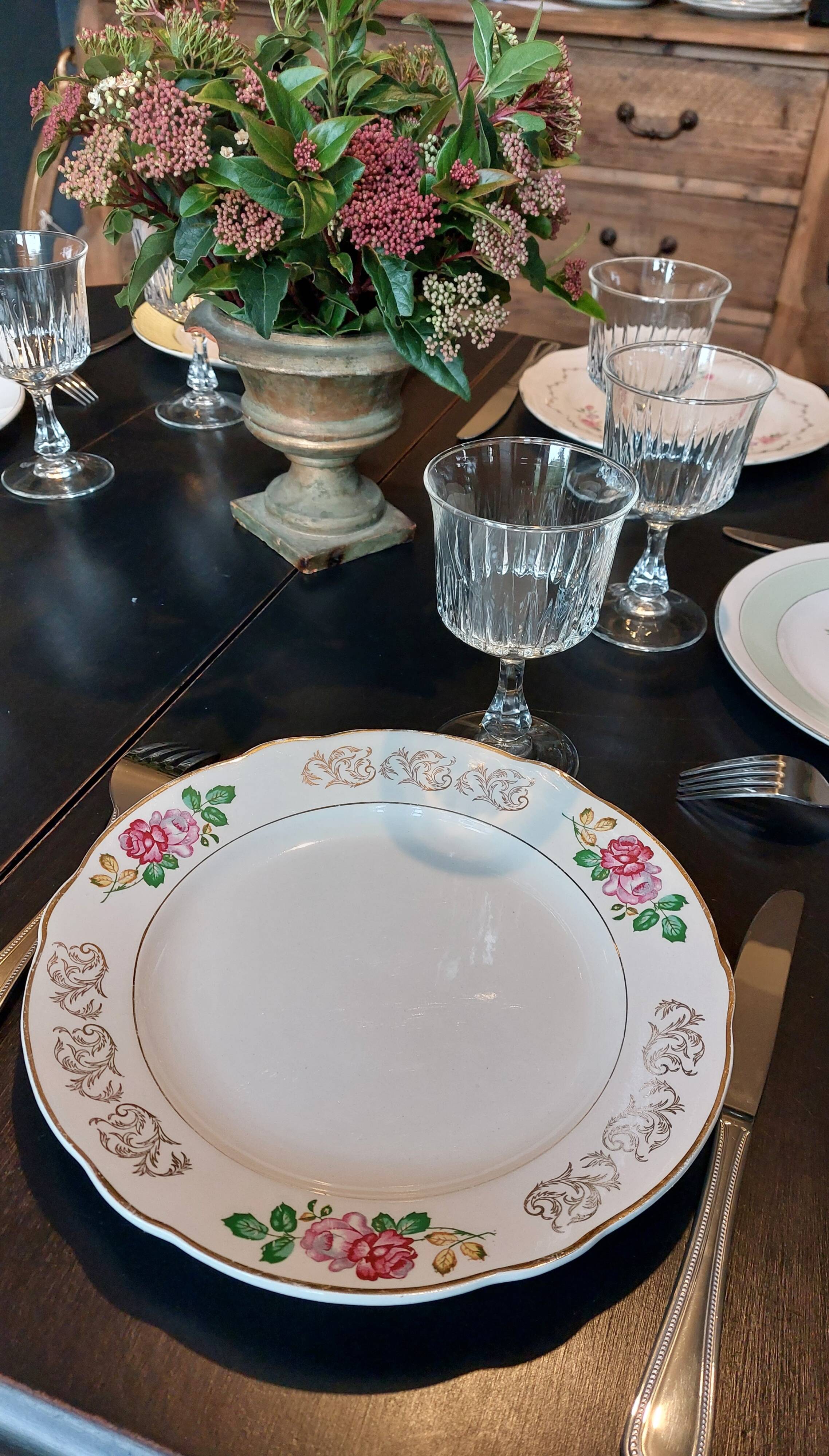Mismatched vintage dinner plates