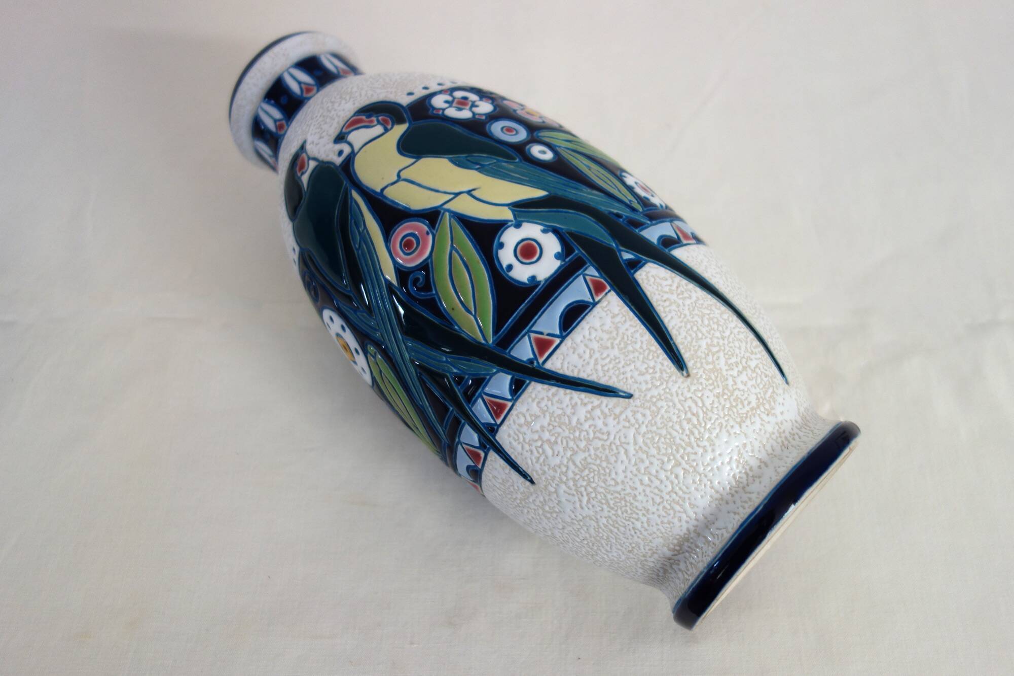 Vase art nouveau céramique émaillée par Amphora, Bohème, 1920