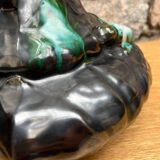 Art Nouveau barbotine vase with "scarabs" decoration.