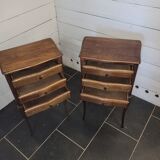 Pair of Louis XV style oak bedside tables