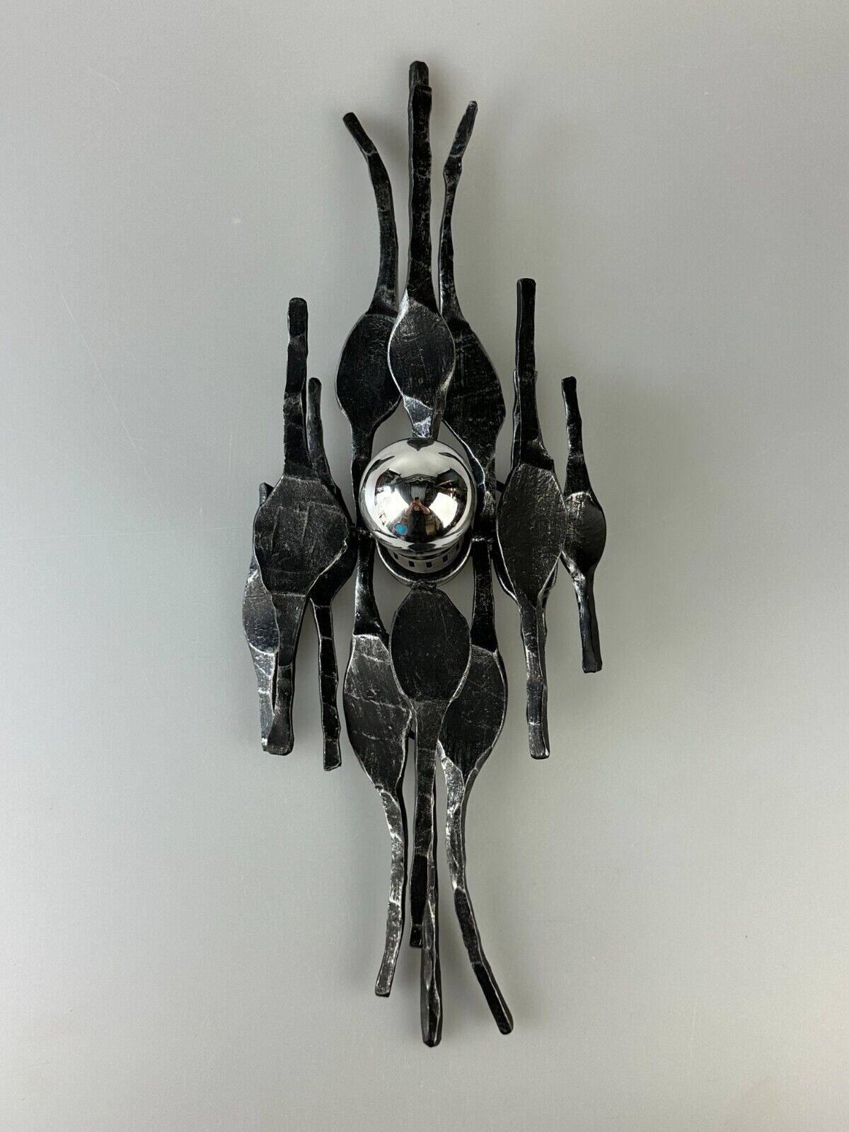 60's 70's brutalist wall lamp iron & glass wall sconce design