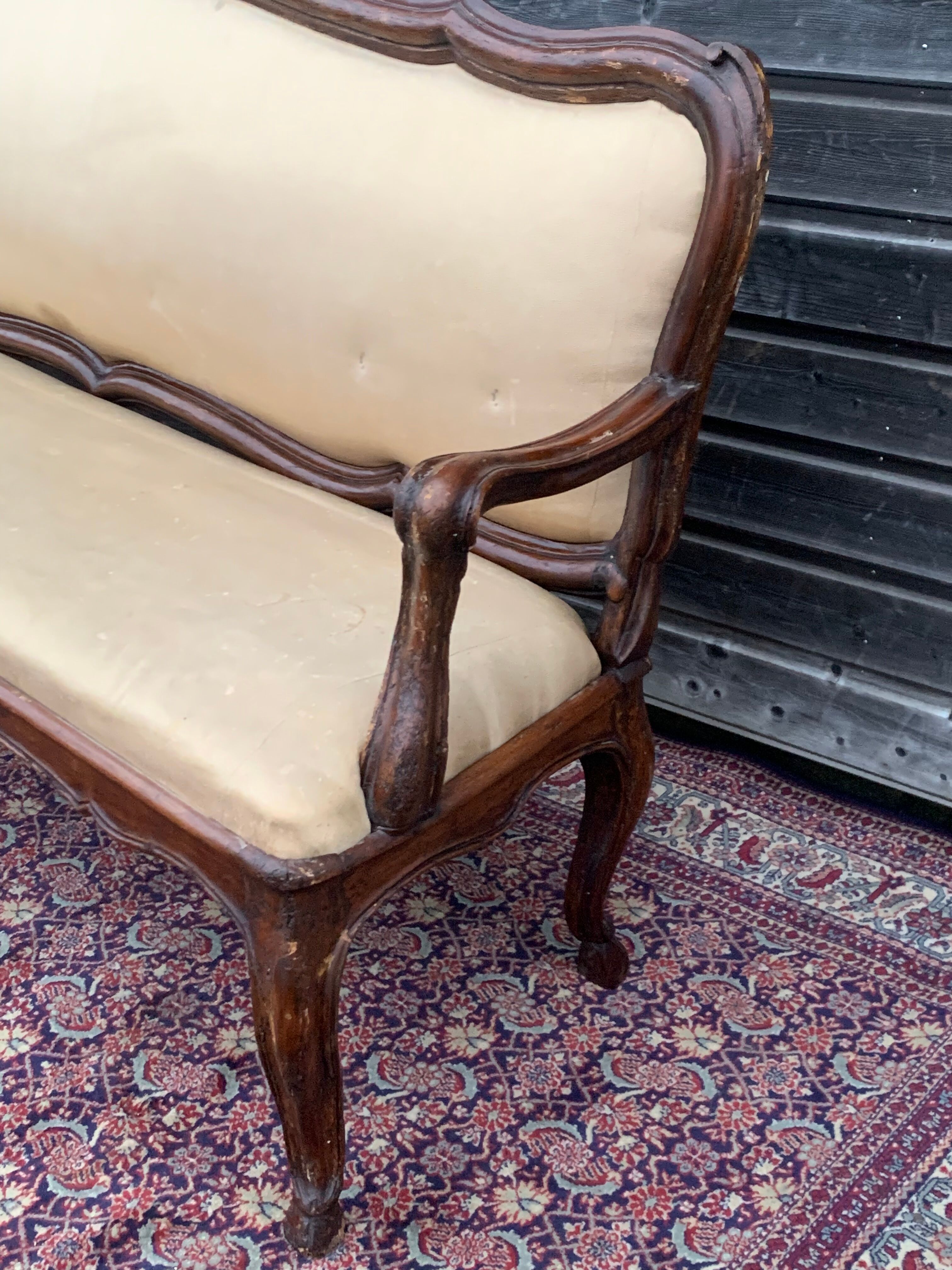 Sofa with walnut frame italy eighteenth century