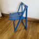 Blue painted wooden folding chair, Italy 1960