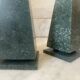 Pair of green marble obelisk bookends