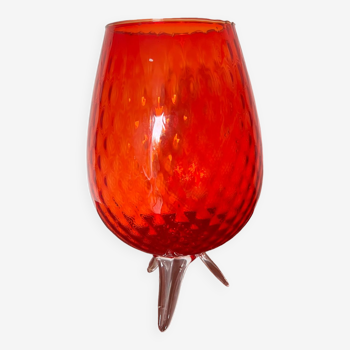 Orange blown glass vase Italy Empoli