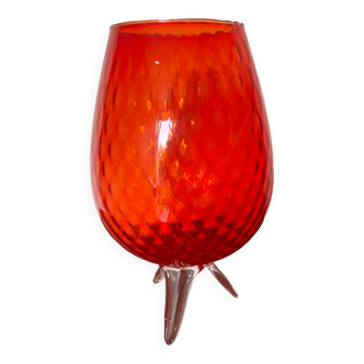 Vase verre soufflé orange Italie Empoli
