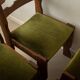 Brutalist Oak Razorback Dining Chairs with Green Velvet, 1970s, Set of 4