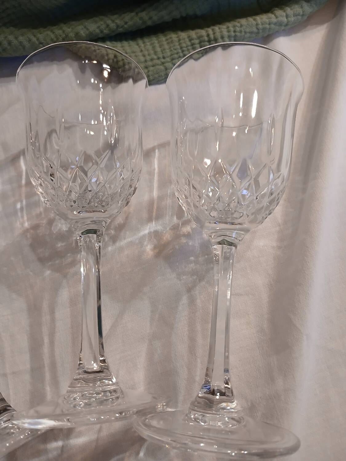 3 antique crystal stemmed glasses