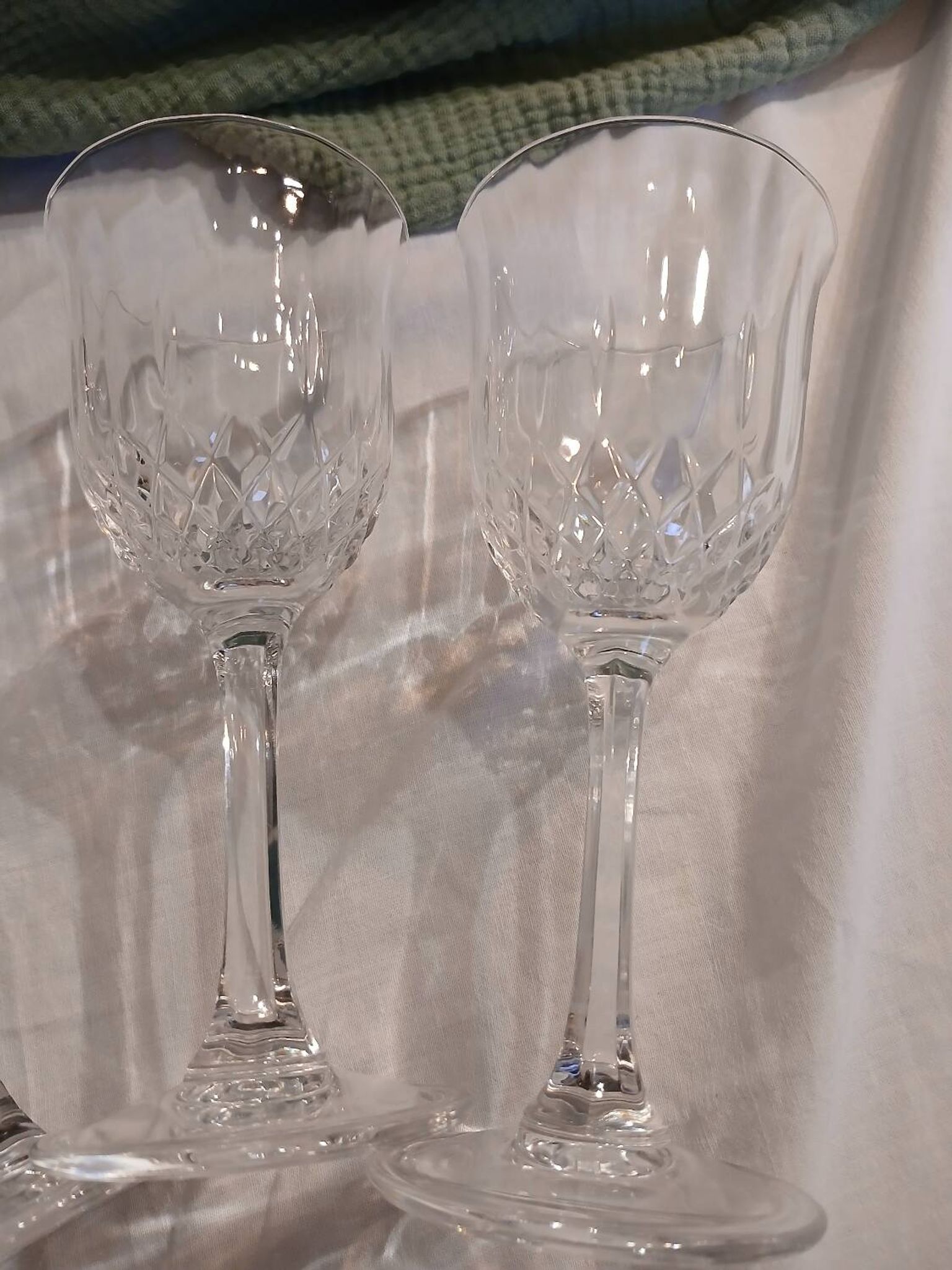 3 antique crystal stemmed glasses