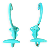 Pair of painted metal wall hooks