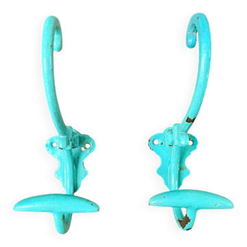 Pair of painted metal wall hooks