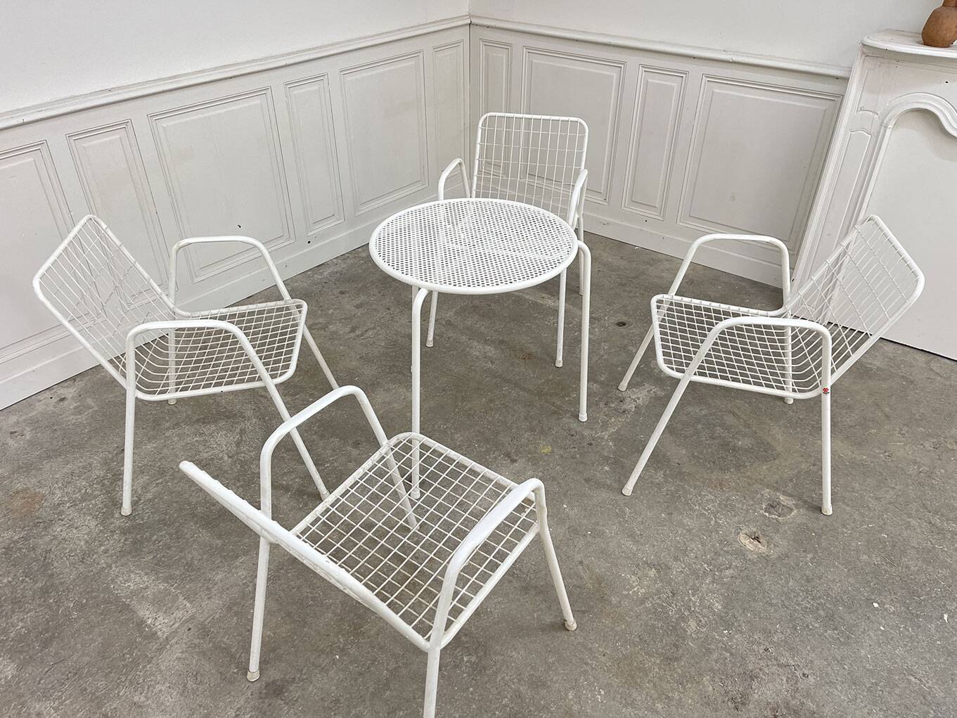 Emu 1970 garden furniture in white lacquered metal