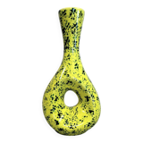 Yellow ceramic vase with green highlights