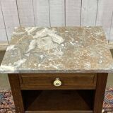 1930s Art Deco oak and marble top bedside table