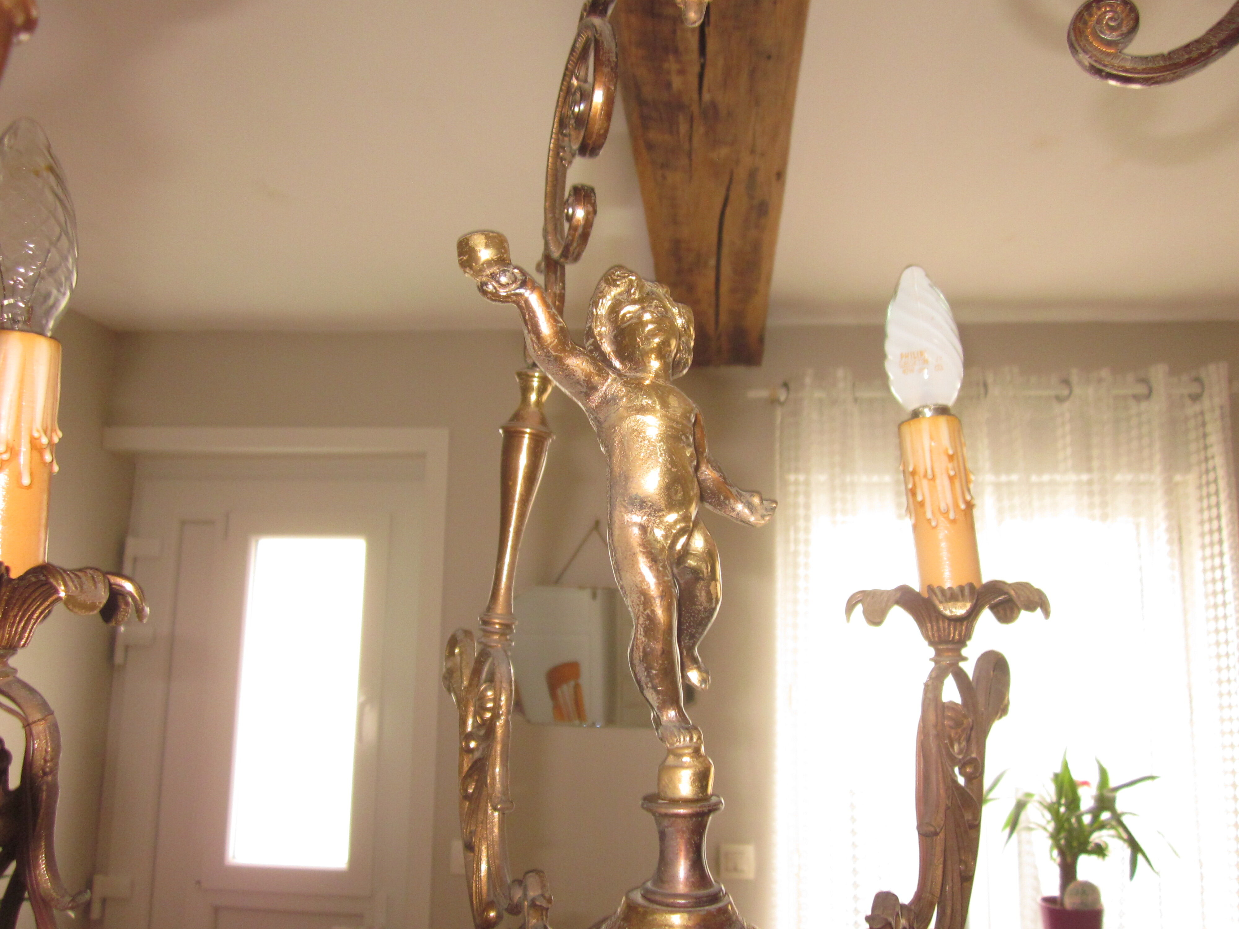 Bronze chandelier with angels