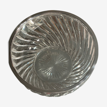 Saladier Christofle en cristal plein et métal argenté - années 50