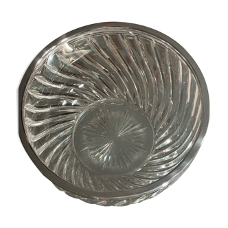 Christofle salad bowl in solid crystal and silver metal - 1950s