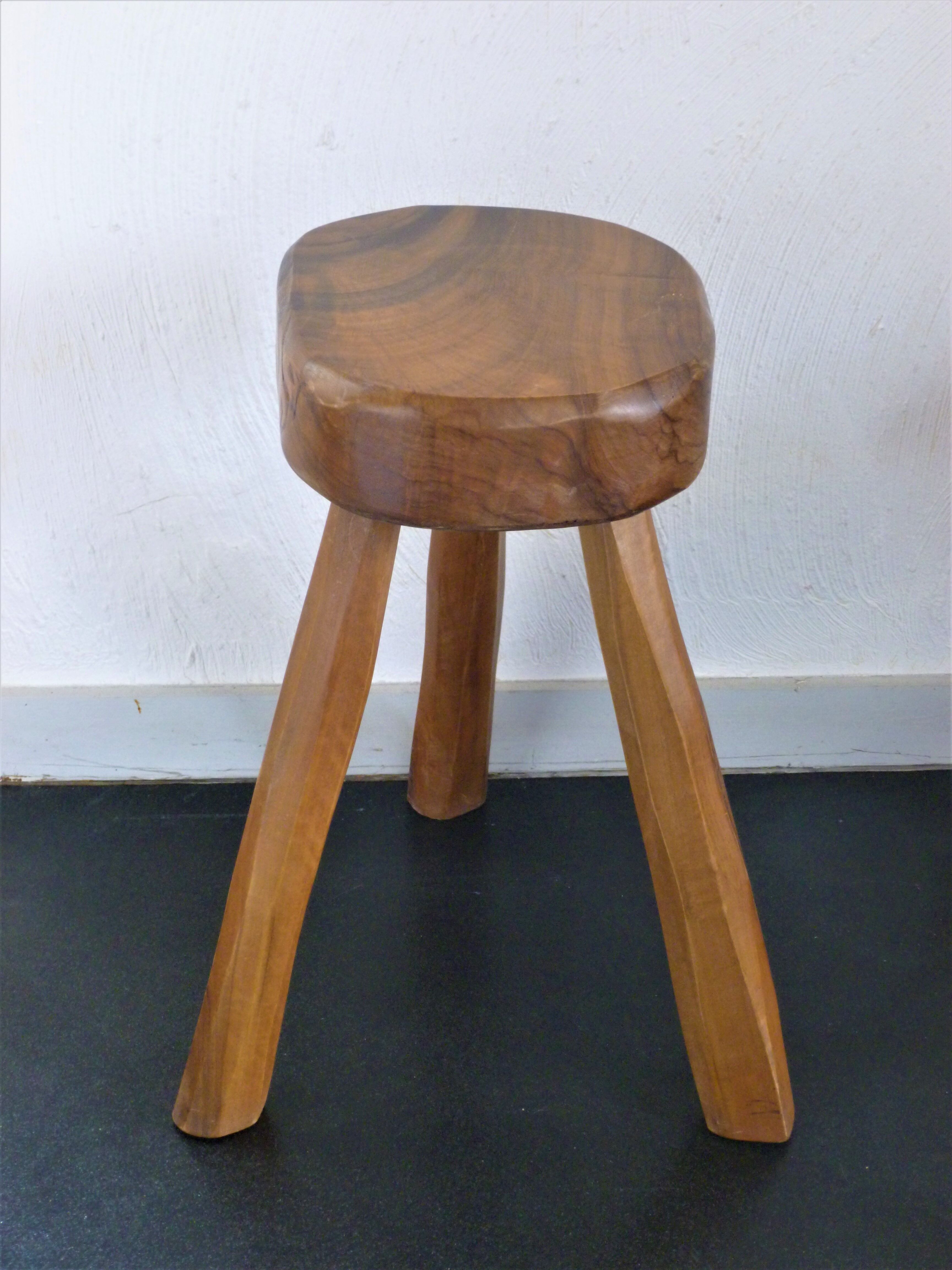 Brutalist stool, 70s, in olive tree