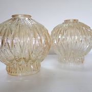 Pair of vintage globes for lighting - amber glass