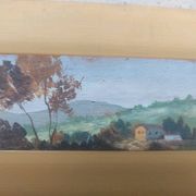 Small oil painting on wood, Tuscan landscape