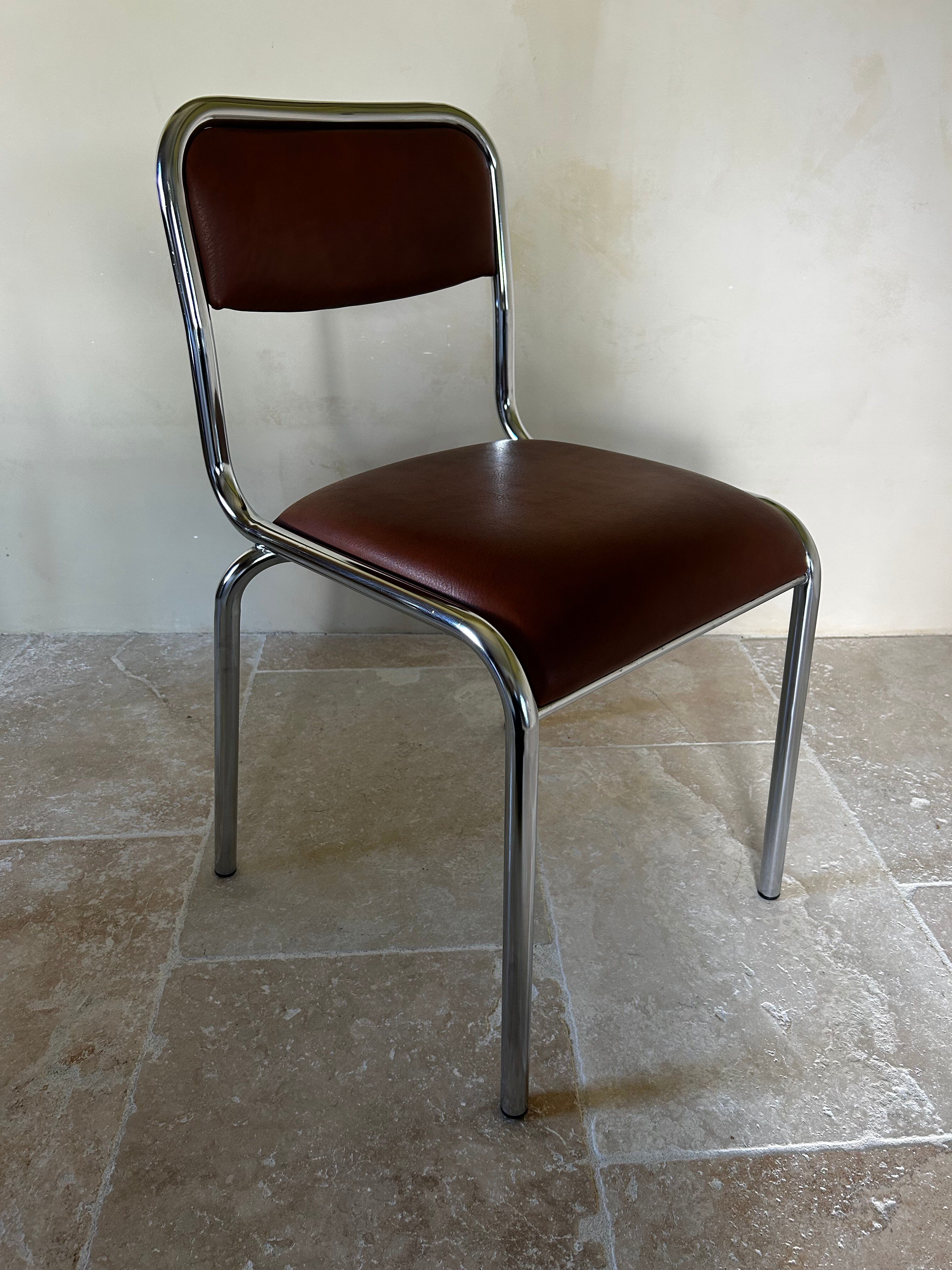 4 vintage chrome chairs